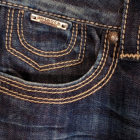 Rerock For Express Barely Boot Women's Low Rise Blue Denim Jeans Size 4L - Picture 4 of 8